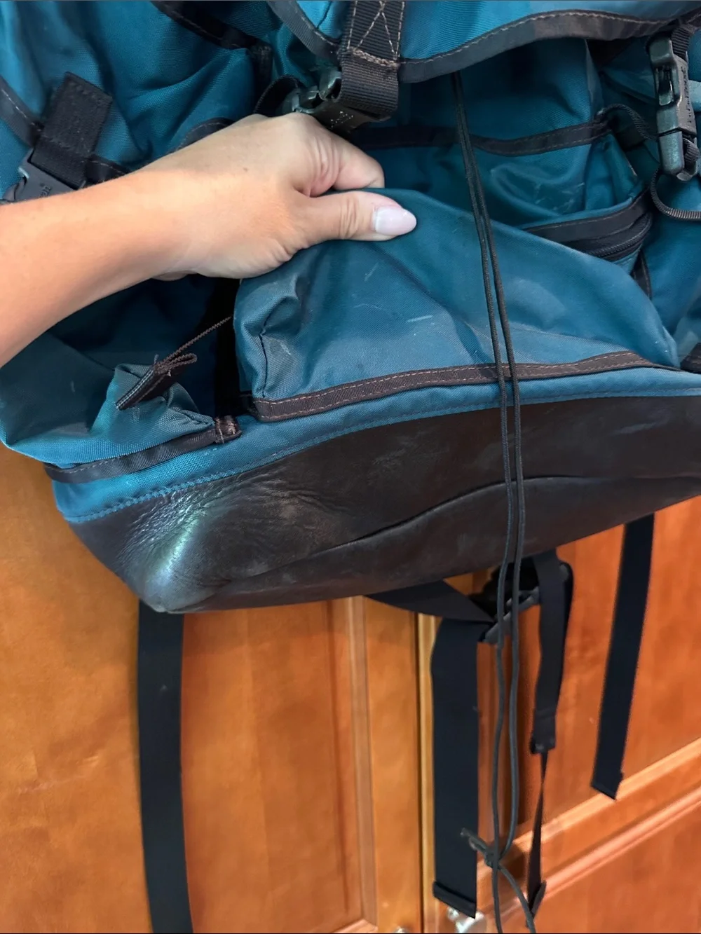 Vintage LL BEAN Rucksack Back Pack Leather Bottom